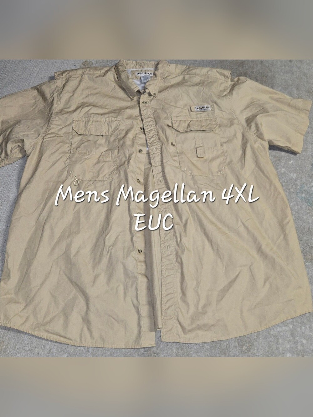 Magellan Outdoors Men's Short Sleeve Fishing Shirt Beige Tan